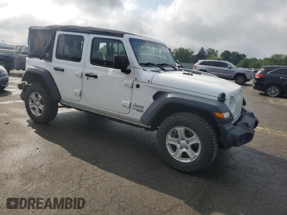 2021 Jeep Wrangler Unlimited Sport S with VIN 1C4HJXDG9MW504842, listed as a Copart auction lot 58566925 with 78,358 mi miles and Salvage title. Bid and sale history available at DreamBid. Image 4.