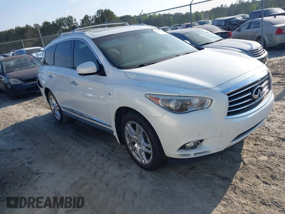 2014 Infiniti QX60 with VIN 5N1AL0MM7EC511196, listed as a IAAI auction lot 42028198 with 109,313 mi miles and . Bid and sale history available at DreamBid. Image 1.