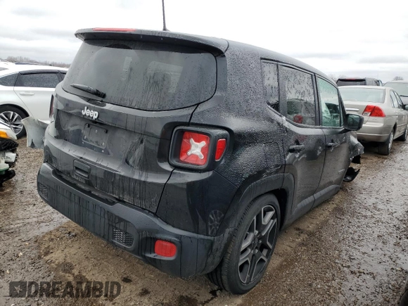 2020 Jeep Renegade Sport with VIN ZACNJAAB8LPL87630, listed as a Copart auction lot 43628295 with 52,320 mi miles and Salvage Title. Bid and sale history available at carsss.com. Image 3.