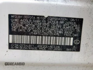 2011 Lexus IS 250 with VIN JTHBF5C23B2101475, listed as a Copart auction lot 57382285 with 161,801 mi miles and Salvage title. Bid and sale history available at DreamBid. Image 13.