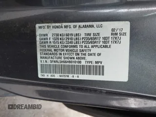 2017 Honda Odyssey EX-L with VIN 5FNRL5H66HB010100, listed as a IAAI auction lot 42088394 with Not Provided miles and . Bid and sale history available at DreamBid. Image 9.