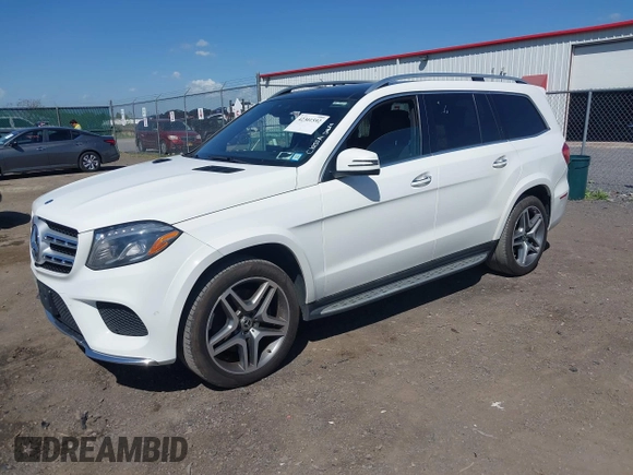 2019 Mercedes-Benz GLS 550 with VIN 4JGDF7DE8KB196691, listed as a IAAI auction lot 42301592 with 57,466 mi miles and . Bid and sale history available at DreamBid. Image 2.