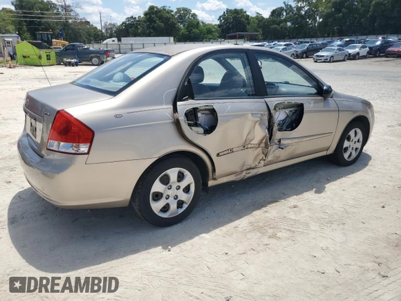 2009 Kia Spectra EX with VIN KNAFE221195600794, listed as a Copart auction lot 68090154 with 77,037 mi miles and Salvage Title. Bid and sale history available at carsss.com. Image 3.