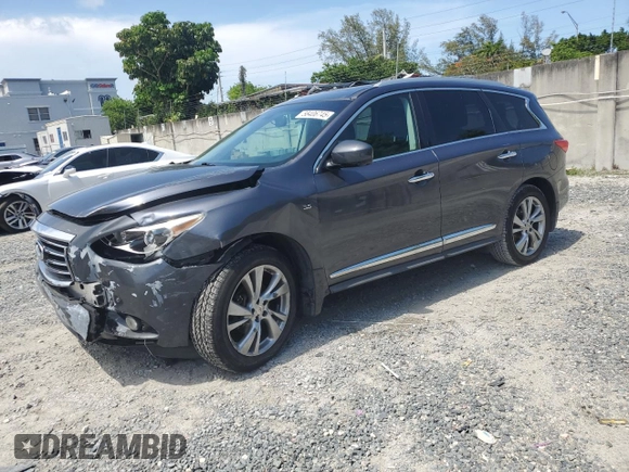 2014 Infiniti QX60 with VIN 5N1AL0MN1EC523322, listed as a Copart auction lot 58406745 with 156,217 mi miles and Salvage title. Bid and sale history available at DreamBid. Image 1.