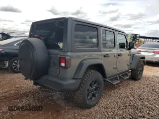 2022 Jeep Wrangler Unlimited Willys with VIN 1C4HJXDN8NW241324, listed as a Copart auction lot 49403795 with 25,727 mi miles and Salvage Title. Bid and sale history available at DreamBid. Image 3.