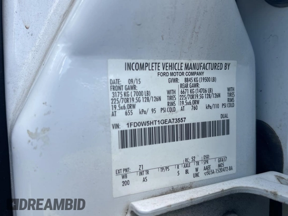 2016 Ford F-550 Lariat с VIN 1FD0W5HT1GEA73557, выставлен на аукционе Copart как лот 45318705 с пробегом Не указан миль и Чистый • Clean title. История ставок и продаж доступна на DreamBid. Изображение 10.