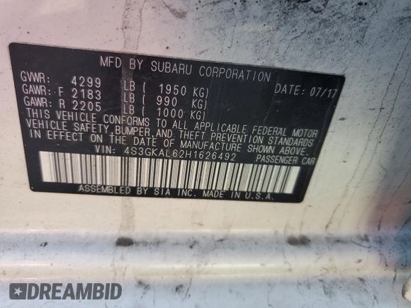 2017 Subaru Impreza Special Sports z VIN 4S3GKAL62H1626492, wystawiony jako Copart lot #58062355 z przebiegiem 130 314 mil mil oraz Szkoda całkowita • Salvage title. Historia ofert i sprzedaży dostępna na DreamBid. Obrazek 12.