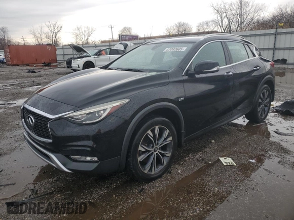 2017 Infiniti QX30 Luxury with VIN SJKCH5CR9HA032560, listed as a Copart auction lot 47092605 with 63,053 mi miles and Salvage title. Bid and sale history available at DreamBid. Image 1.