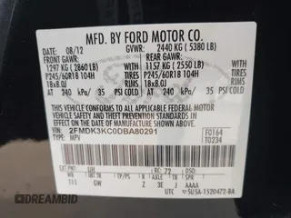 2013 Ford Edge Limited с VIN 2FMDK3KC0DBA80291, выставлен на аукционе IAAI как лот 42200627 с пробегом 90 597 миль миль и . История ставок и продаж доступна на DreamBid. Изображение 9.