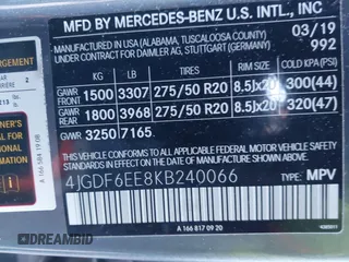 2019 Mercedes-Benz GLS 450 z VIN 4JGDF6EE8KB240066, wystawiony jako IAAI lot #41145325 z przebiegiem 40 977 mil mil oraz . Historia ofert i sprzedaży dostępna na DreamBid. Obrazek 9.