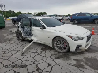 2019 Infiniti Q50 Red Sport 400 with VIN JN1FV7AP4KM760088, listed as a Copart auction lot 56147365 with 106,541 mi miles and Salvage title. Bid and sale history available at DreamBid. Image 4.