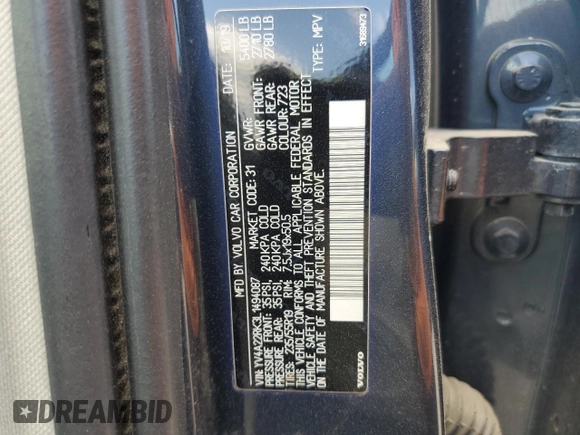 2020 Volvo XC60 Momentum with VIN YV4A22RK3L1494087, listed as a Copart auction lot 61652465 with 78,045 mi miles and Clean title. Bid and sale history available at DreamBid. Image 14.