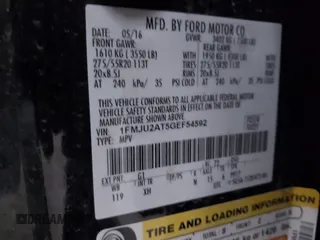 2016 Ford Expedition Limited with VIN 1FMJU2AT5GEF54592, listed as a IAAI auction lot 41494001 with 128,190 mi miles and . Bid and sale history available at DreamBid. Image 9.