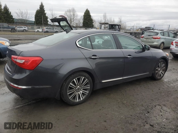 2014 Kia Cadenza Premium with VIN KNALN4D75E5125385, listed as a Copart auction lot 43601965 with 179,878 mi miles and Clean Title. Bid and sale history available at carsss.com. Image 3.