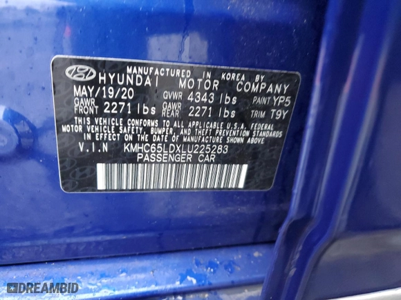 2020 Hyundai Ioniq Plug-In Hybrid SE with VIN KMHC65LDXLU225283, listed as a Copart auction lot 88311115 with NaN miles and Salvage Title. Bid and sale history available at carsss.com. Image 15.