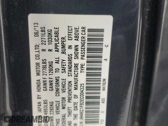 2014 Acura RLX Advance Pkg with VIN JH4KC1F92EC004325, listed as a Copart auction lot 57860314 with 221,784 mi miles and Salvage Title. Bid and sale history available at carsss.com. Image 14.