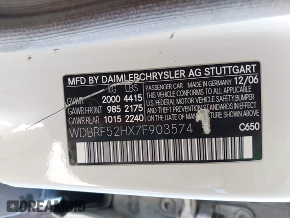 2007 Mercedes-Benz C 230 Sport z VIN WDBRF52HX7F903574, wystawiony jako IAAI lot #42350529 z przebiegiem 230 516 mil mil oraz . Historia ofert i sprzedaży dostępna na DreamBid. Obrazek 9.