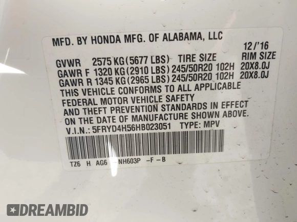 2017 Acura MDX w/Technology Pkg with VIN 5FRYD4H56HB023051, listed as a IAAI auction lot 41893936 with 109,546 mi miles. Bid and sale history available at carsss.com. Image 9.