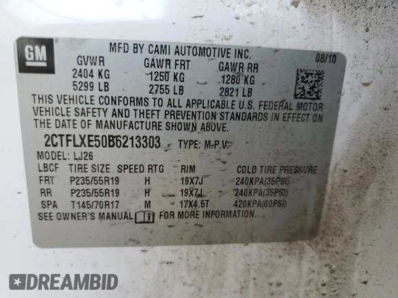2011 GMC Terrain SLT-2 with VIN 2CTFLXE50B6213303, listed as a Copart auction lot 49909215 with 171,678 mi miles and Salvage Title. Bid and sale history available at carsss.com. Image 16.