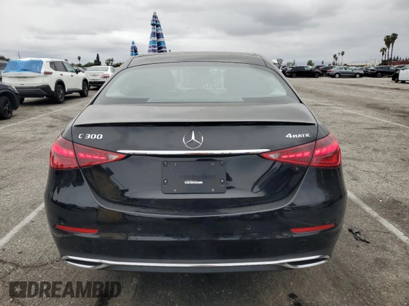 2023 Mercedes-Benz C 300 with VIN W1KAF4HB9PR134470, listed as a Copart auction lot 47826165 with 4,255 mi miles and Salvage Title. Bid and sale history available at DreamBid. Image 6.