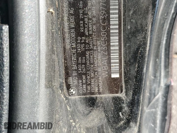 2012 BMW 6 Series 650i z VIN WBALZ3C50CC397706, wystawiony jako Copart lot #89402265 z przebiegiem 92 186 mil mil oraz Szkoda całkowita • Salvage title. Historia ofert i sprzedaży dostępna na DreamBid. Obrazek 12.