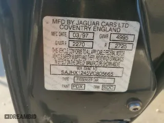 1997 Jaguar XJ with VIN SAJHX1245VC805665, listed as a Copart auction lot 45024125 with 0 mi miles and Salvage Title. Bid and sale history available at carsss.com. Image 12.