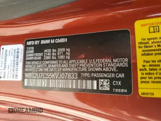 2019 BMW M2 Competition with VIN WBS2U7C55KVJ07833, listed as a Copart auction lot 85235774 with 18,959 mi miles and Salvage Title. Bid and sale history available at carsss.com. Image 12.