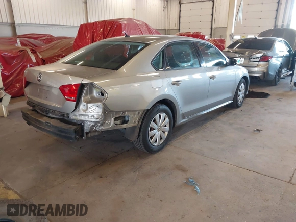 2013 Volkswagen Passat S with VIN 1VWAP7A38DC014523, listed as a IAAI auction lot 42239027 with 116,766 mi miles and . Bid and sale history available at DreamBid. Image 4.