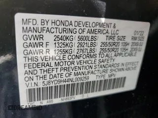 2022 Acura MDX Technology with VIN 5J8YD9H44NL009259, listed as a Copart auction lot 64273575 with 40,217 mi miles and Salvage title. Bid and sale history available at DreamBid. Image 13.