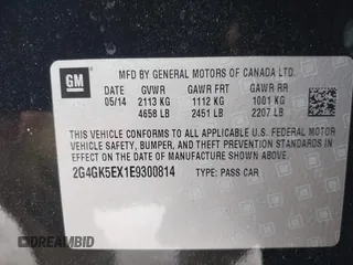 2014 Buick Regal с VIN 2G4GK5EX1E9300814, выставлен на аукционе IAAI как лот 41956518 с пробегом 132 013 миль миль и . История ставок и продаж доступна на DreamBid. Изображение 9.