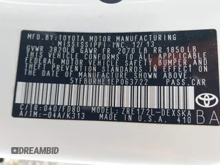 2014 Toyota Corolla L with VIN 5YFBURHE1EP063722, listed as a IAAI auction lot 42161425 with 148,227 mi miles and . Bid and sale history available at DreamBid. Image 9.