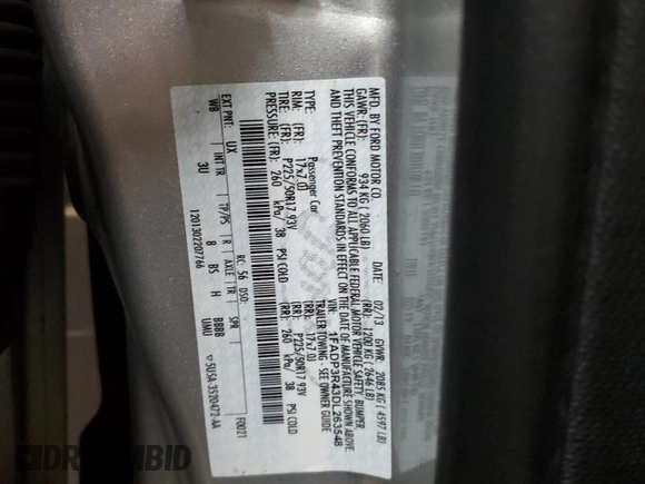 2013 Ford Focus Electric with VIN 1FADP3R43DL263548, listed as a Copart auction lot 85517014 with 74,398 mi miles and Clean title. Bid and sale history available at DreamBid. Image 12.