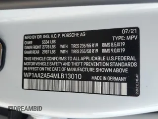 2021 Porsche Macan with VIN WP1AA2A54MLB13010, listed as a Copart auction lot 61052585 with 25,738 mi miles and Salvage title. Bid and sale history available at DreamBid. Image 13.