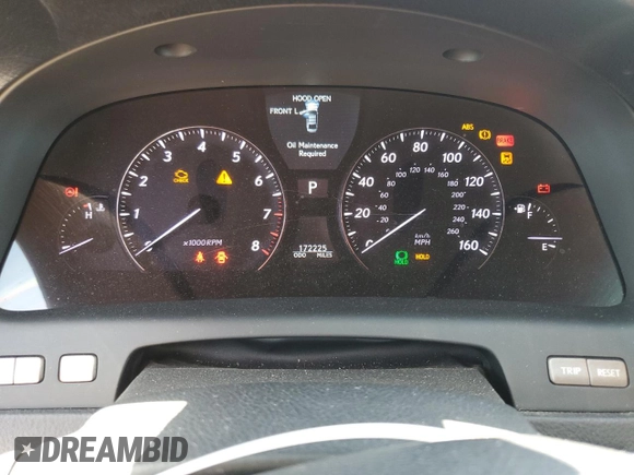 2010 Lexus LS 460 with VIN JTHBL5EF8A5094271, listed as a Copart auction lot 50662095 with 172,225 mi miles and Salvage Title. Bid and sale history available at DreamBid. Image 9.