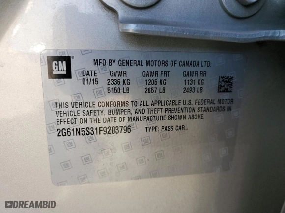 2015 Cadillac XTS Luxury with VIN 2G61N5S31F9203796, listed as a Copart auction lot 87493654 with 81,863 mi miles and Salvage Title. Bid and sale history available at carsss.com. Image 14.