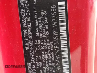 2009 MINI Hardtop with VIN WMWMF33519TW77558, listed as a Copart auction lot 54556785 with 97,749 mi miles and Salvage Title. Bid and sale history available at DreamBid. Image 13.