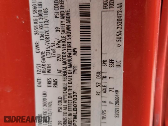 2021 Ford Bronco z VIN 1FMDE5CP7MLB07037, wystawiony jako Copart lot #54140385 z przebiegiem 56 403 mil mil oraz Szkoda całkowita • Salvage title. Historia ofert i sprzedaży dostępna na DreamBid. Obrazek 13.