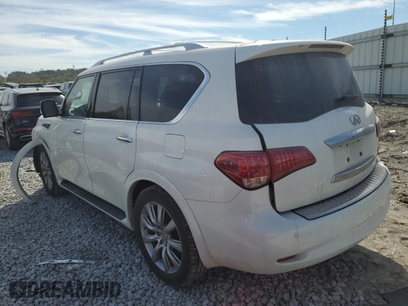 2012 Infiniti QX56 7-passenger with VIN JN8AZ2NE4C9017396, listed as a Copart auction lot 75180134 with 152,957 mi miles and Salvage Title. Bid and sale history available at carsss.com. Image 2.