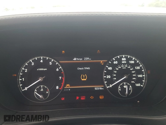 2019 Genesis G90 Premium with VIN KMHG34JA8KU050754, listed as a Copart auction lot 72037554 with 52,318 mi miles and Salvage Title. Bid and sale history available at carsss.com. Image 9.