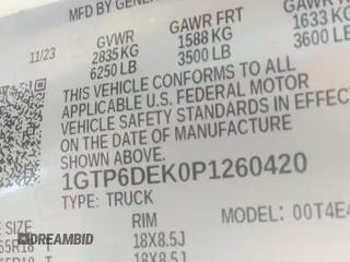 2023 GMC Canyon 4WD AT4 with VIN 1GTP6DEK0P1260420, listed as a IAAI auction lot 41864560 with 1 mi miles. Bid and sale history available at carsss.com. Image 9.