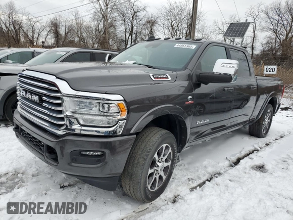 2023 Ram 2500 Longhorn with VIN 3C6UR5GL0PG509393, listed as a Copart auction lot 44951365 with 0 mi miles and Salvage Title. Bid and sale history available at carsss.com. Image 1.