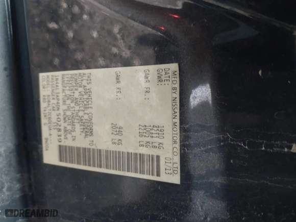 2013 Nissan Altima 2.5 S with VIN 1N4AL3AP4DN502839, listed as a IAAI auction lot 38739287 with 135,951 mi miles. Bid and sale history available at carsss.com. Image 9.