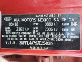 2018 Kia Forte LX with VIN 3KPFL4A79JE254089, listed as a Copart auction lot 54764935 with 104,958 mi miles and Salvage Title. Bid and sale history available at carsss.com. Image 13.
