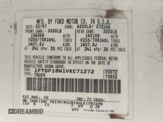 1997 Ford F-150 with VIN 1FTDF18W1VKC71272, listed as a IAAI auction lot 42736151 with 160,730 mi miles and . Bid and sale history available at DreamBid. Image 9.