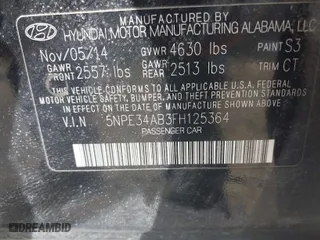 2015 Hyundai Sonata 2.0T Sport with VIN 5NPE34AB3FH125364, listed as a IAAI auction lot 41444926 with 163,271 mi miles. Bid and sale history available at carsss.com. Image 9.