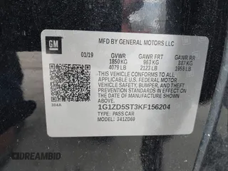 2019 Chevrolet Malibu LT with VIN 1G1ZD5ST3KF156204, listed as a IAAI auction lot 41891348 with 106,219 mi miles and . Bid and sale history available at DreamBid. Image 9.
