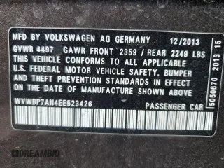 2014 Volkswagen CC R-Line with VIN WVWBP7AN4EE523426, listed as a Copart auction lot 75221154 with 139,876 mi miles and Clean Title. Bid and sale history available at DreamBid. Image 12.