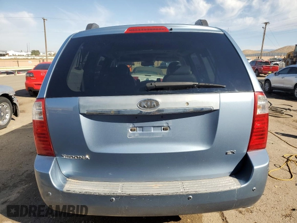 2007 Kia Sedona EX with VIN KNDMB233X76123907, listed as a Copart auction lot 75496494 with 263,694 mi miles and Salvage Title. Bid and sale history available at DreamBid. Image 6.