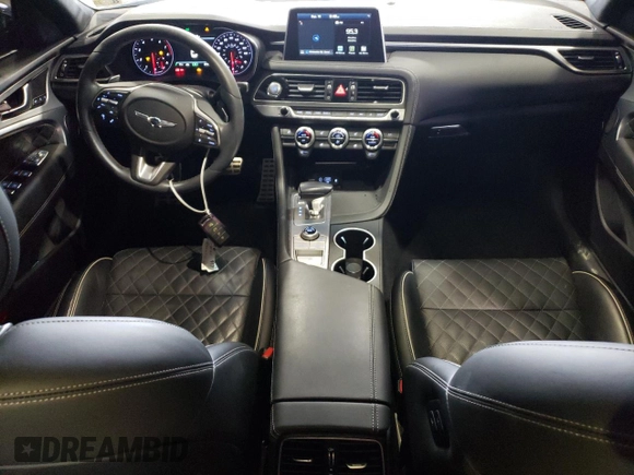 2021 Genesis G70 3.3T with VIN KMTG34LE7MU076383, listed as a Copart auction lot 71798544 with 35,450 mi miles and Salvage Title. Bid and sale history available at carsss.com. Image 8.