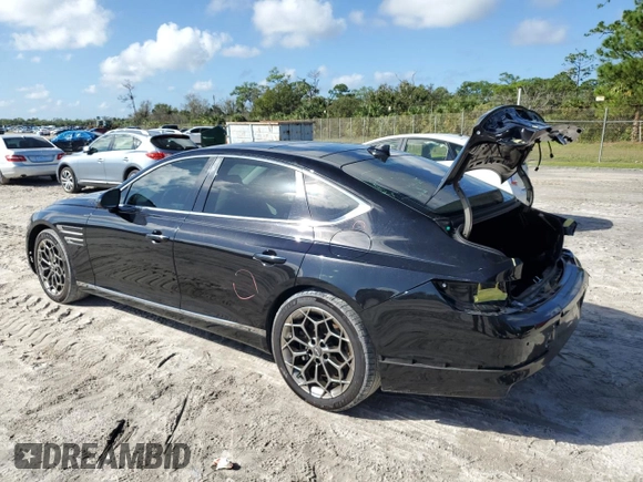 2021 Genesis G80 2.5T z VIN KMTGB4SC5MU046866, wystawiony jako Copart lot #76997434 z przebiegiem 68 111 mil mil oraz Szkoda całkowita • Salvage title. Historia ofert i sprzedaży dostępna na DreamBid. Obrazek 2.